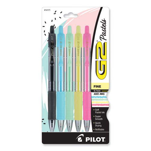 Picture of G2 Pastel Gel Pen, Retractable, Fine 0.7 mm, Assorted Pastel Ink and Barrel Colors, 5/Pack