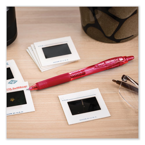 Picture of Precise Gel BeGreen Gel Pen, Retractable, Fine 0.7 mm, Red Ink, Translucent Red Barrel, Dozen