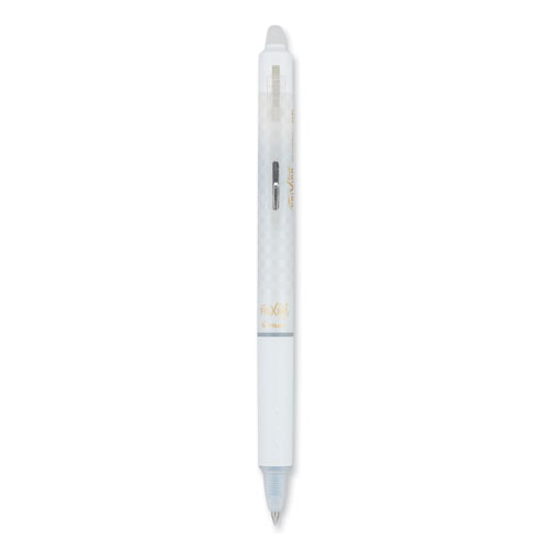 Picture of FriXion Clicker Design Erasable Gel Pen, Retractable, Extra-Fine 0.5 mm, Black Ink, White Barrel, Dozen