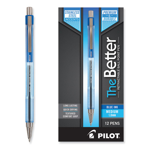 Picture of Better Ballpoint Pen, Retractable, Medium 1 mm, Blue Ink, Translucent Blue Barrel, Dozen