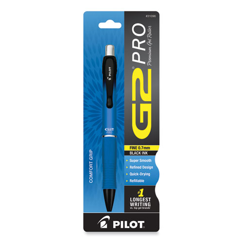 Picture of G2 Pro Gel Pen, Retractable, Fine 0.7 mm, Black Ink, Blue Barrel