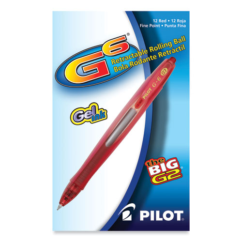 Picture of G6 Gel Pen, Retractable, Fine 0.7 mm, Red Ink, Red Barrel