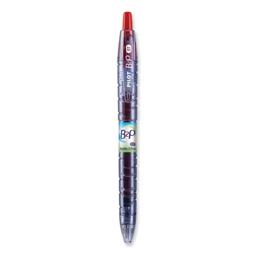 Picture of B2P Bottle-2-Pen Recycled Gel Pen, Retractable, Fine 0.7 mm, Red Ink, Translucent Blue Barrel