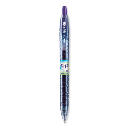 B2p+Bottle-2-Pen+Recycled+Gel+Pen%2C+Retractable%2C+Fine+0.7+Mm%2C+Purple+Ink%2C+Translucent+Blue+Barrel