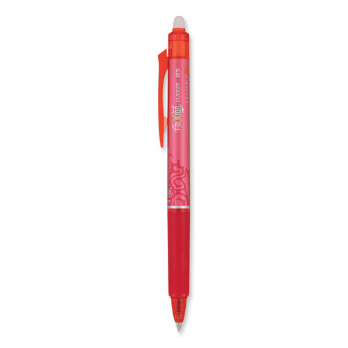 Picture of FriXion Clicker Erasable Gel Pen, Retractable, Extra-Fine 0.5 mm, Red Ink, Red Barrel, Dozen