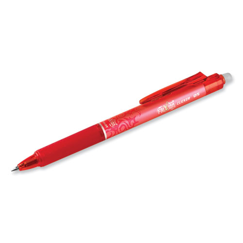 Picture of FriXion Clicker Erasable Gel Pen, Retractable, Extra-Fine 0.5 mm, Red Ink, Red Barrel, Dozen