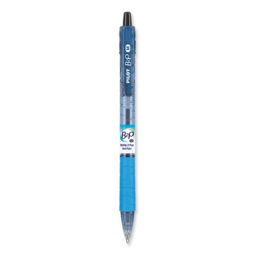 Picture of B2P Bottle-2-Pen Recycled Ballpoint Pen, Retractable, Medium 1 mm, Black Ink, Translucent Blue Barrel, Dozen