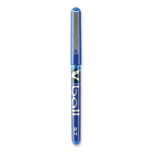 Picture of VBall Liquid Ink Roller Ball Pen, Stick, Fine 0.7 mm, Blue Ink, Blue/Clear Barrel, Dozen