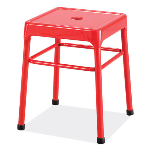 Picture of Steel GuestBistro Stool, Backless, Supports Up to 250 lb, 18" Seat Height, Red Seat, Red Base
