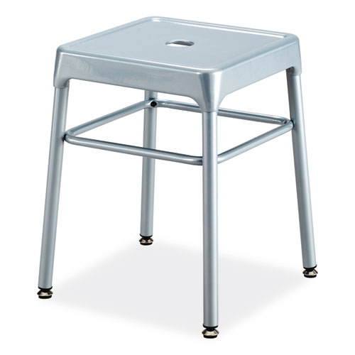 Picture of Steel GuestBistro Stool, Backless, Supports Up to 250 lb, 18" Seat Height, Silver Seat, Silver Base