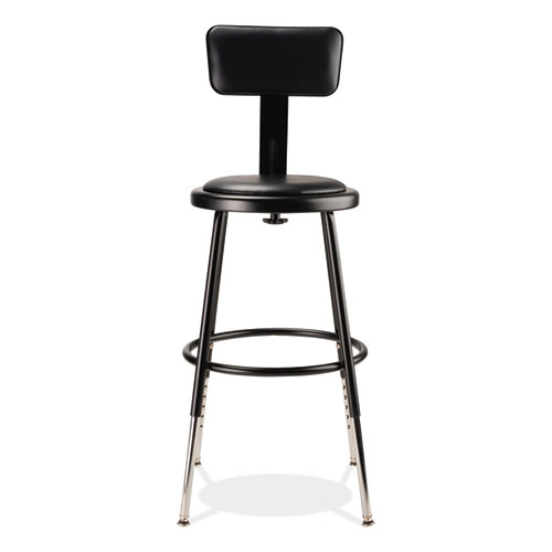 Picture of 6400 Series Height Adjustable Heavy Duty Vinyl Steel Stool with Backrest, Supports 300 lb, 19" to 27" Seat Height, Black