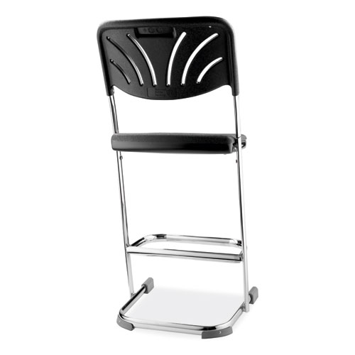 Picture of 6600 Series Elephant Z-Stool With Backrest, Supports Up to 500 lb, 24" Seat Heightt, Black Seat, Black Back, Chrome Frame