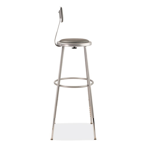 Picture of 6400 Series Height Adjustable Heavy Duty Padded Stool with Backrest, Supports 300 Up to lb, 32" to 39" Seat Height, Gray