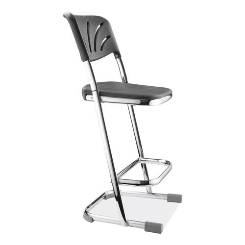 Picture of 6600 Series Elephant Z-Stool With Backrest, Supports Up to 500 lb, 24" Seat Heightt, Black Seat, Black Back, Chrome Frame