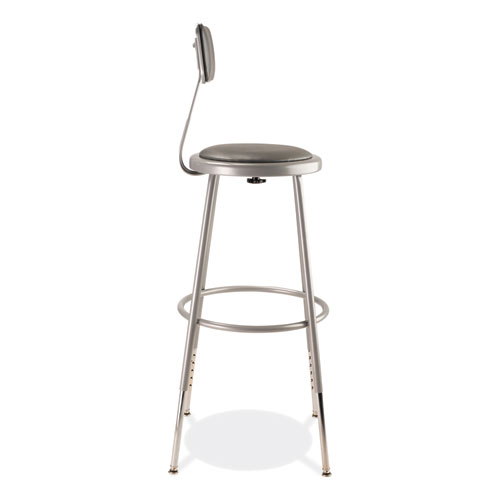 Picture of 6400 Series Height Adjustable Heavy Duty Padded Stool with Backrest, Supports Up to 300 lb, 25" to 33" Seat Height, Gray
