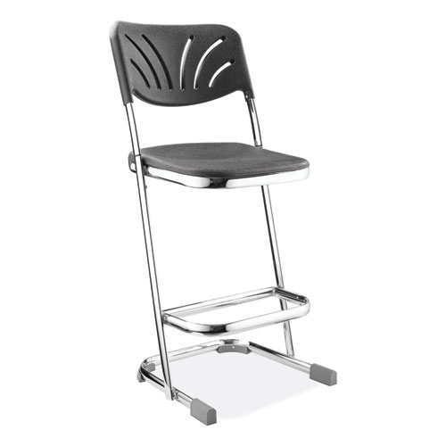 Picture of 6600 Series Elephant Z-Stool With Backrest, Supports Up to 500 lb, 24" Seat Heightt, Black Seat, Black Back, Chrome Frame