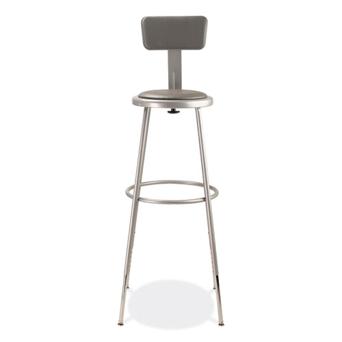 Picture of 6400 Series Height Adjustable Heavy Duty Padded Stool with Backrest, Supports 300 Up to lb, 32" to 39" Seat Height, Gray
