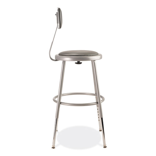 Picture of 6400 Series Height Adjustable Heavy Duty Padded Stool with Backrest, Supports Up to 300 lb, 19" to 27" Seat Height, Gray