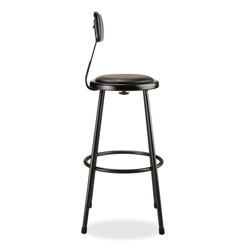 Picture of 6400 Series Heavy Duty Vinyl Padded Stool with Backrest, Supports 300 lb, 30" Seat Height, Black Seat/Back/Base