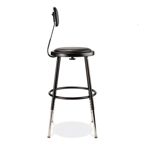 Picture of 6400 Series Height Adjustable Heavy Duty Vinyl Steel Stool with Backrest, Supports 300 lb, 19" to 27" Seat Height, Black