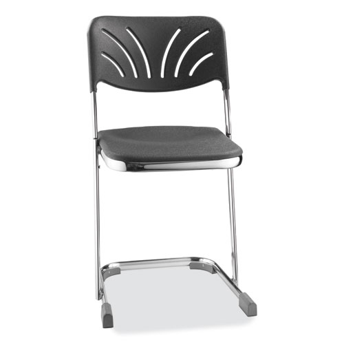Picture of 6600 Series Elephant Z-Stool With Backrest, Supports Up to 500 lb, 18" Seat Height, Black Seat, Black Back, Chrome Frame
