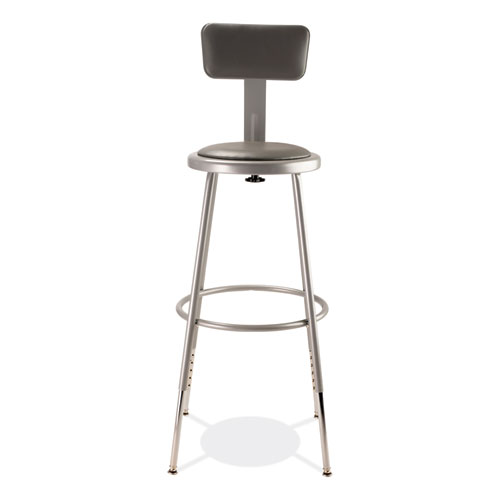 Picture of 6400 Series Height Adjustable Heavy Duty Padded Stool with Backrest, Supports Up to 300 lb, 25" to 33" Seat Height, Gray