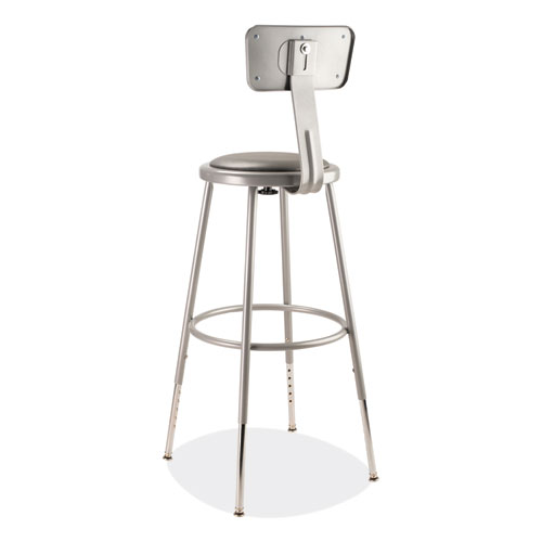 Picture of 6400 Series Height Adjustable Heavy Duty Padded Stool with Backrest, Supports Up to 300 lb, 25" to 33" Seat Height, Gray