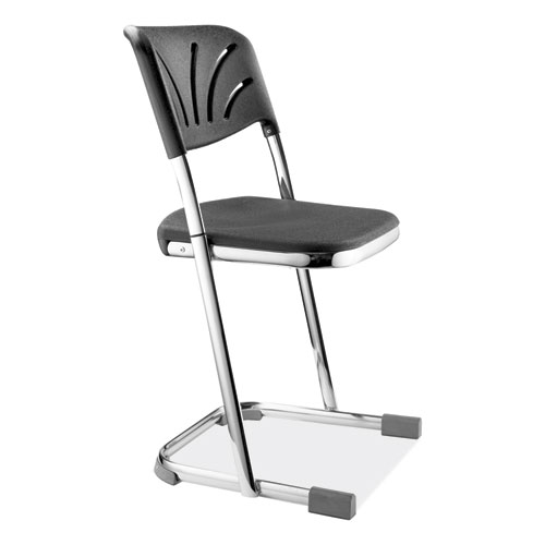 Picture of 6600 Series Elephant Z-Stool With Backrest, Supports Up to 500 lb, 18" Seat Height, Black Seat, Black Back, Chrome Frame