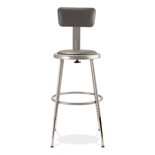 Picture of 6400 Series Height Adjustable Heavy Duty Padded Stool with Backrest, Supports Up to 300 lb, 19" to 27" Seat Height, Gray