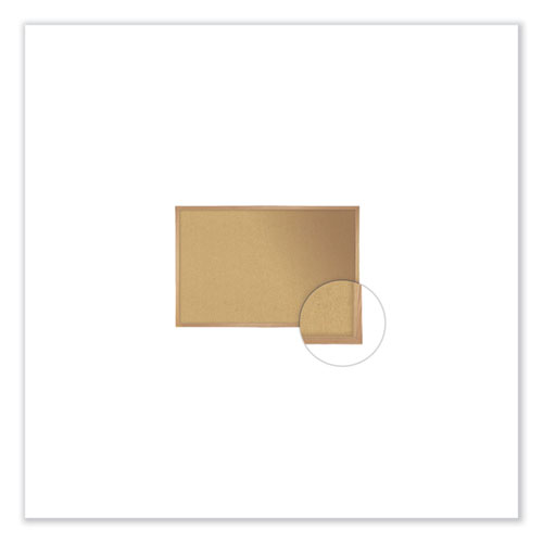 Picture of Natural Cork Bulletin Board with Wood Frame, 120.5" x 48.5", Tan Surface, Oak Finished Wood Frame