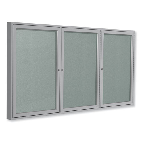 3+Door+Enclosed+Vinyl+Bulletin+Board+with+Satin+Aluminum+Frame%2C+96+x+48%2C+Silver+Surface%2C+Ships+in+7-10+Business+Days