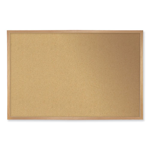 Picture of Natural Cork Bulletin Board with Wood Frame, 120.5" x 48.5", Tan Surface, Oak Finished Wood Frame