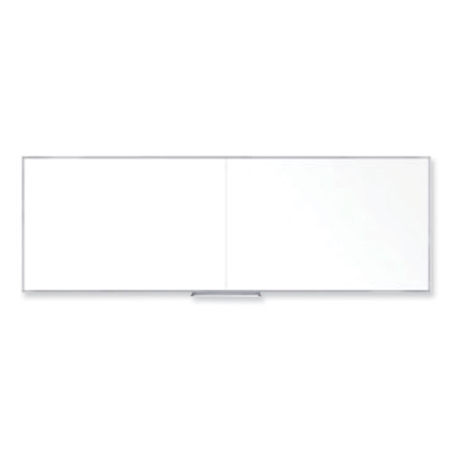 Non-Magnetic+Whiteboard+with+Aluminum+Frame%2C+144.63+x+48.47%2C+White+Surface%2C+Satin+Aluminum+Frame%2C+Ships+in+7-10+Business+Days