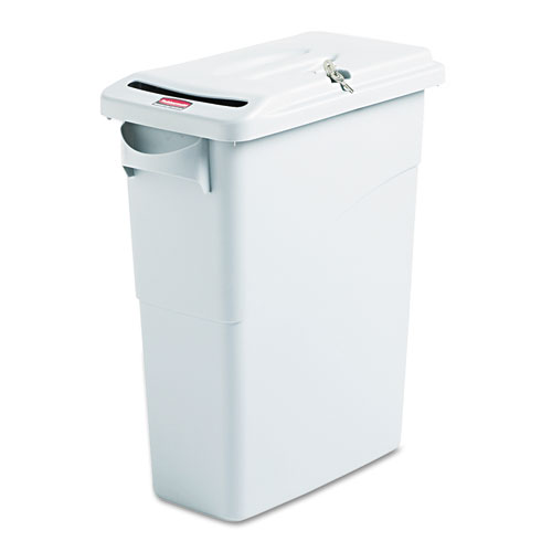 Picture of Slim Jim Confidential Document Waste Receptacle with Lid, 15.88 gal, Light Gray