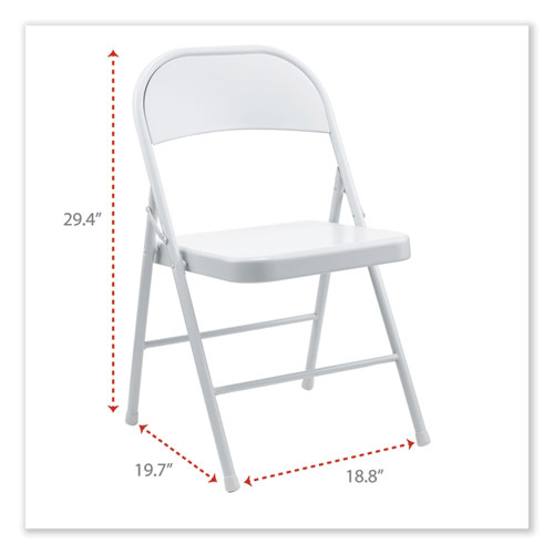 Picture of Armless Steel Folding Chair, Supports Up to 275 lb, Gray Seat, Gray Back, Gray Base, 4/Carton