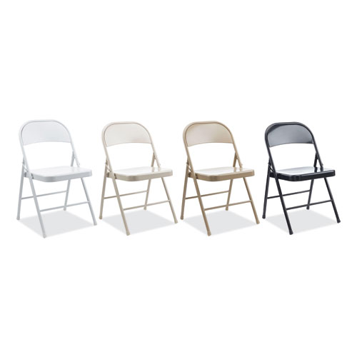 Picture of Armless Steel Folding Chair, Supports Up to 275 lb, Gray Seat, Gray Back, Gray Base, 4/Carton