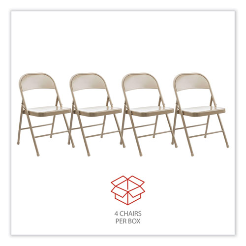 Picture of Armless Steel Folding Chair, Supports Up to 275 lb, Tan Seat, Tan Back, Tan Base, 4/Carton
