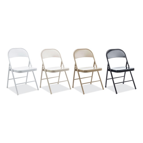 Picture of Armless Steel Folding Chair, Supports Up to 275 lb, Black Seat, Black Back, Black Base, 4/Carton