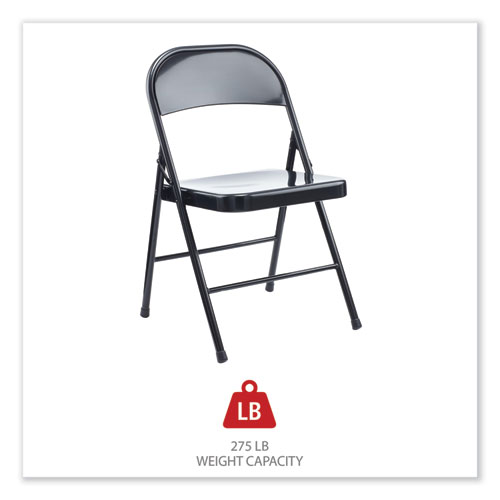 Picture of Armless Steel Folding Chair, Supports Up to 275 lb, Black Seat, Black Back, Black Base, 4/Carton