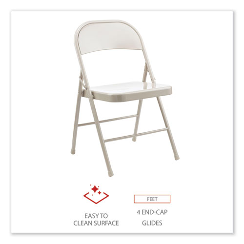 Picture of Armless Steel Folding Chair, Supports Up to 275 lb, Taupe Seat, Taupe Back, Taupe Base, 4/Carton