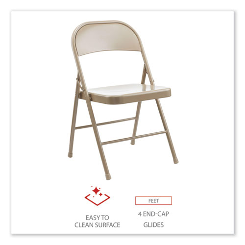 Picture of Armless Steel Folding Chair, Supports Up to 275 lb, Tan Seat, Tan Back, Tan Base, 4/Carton