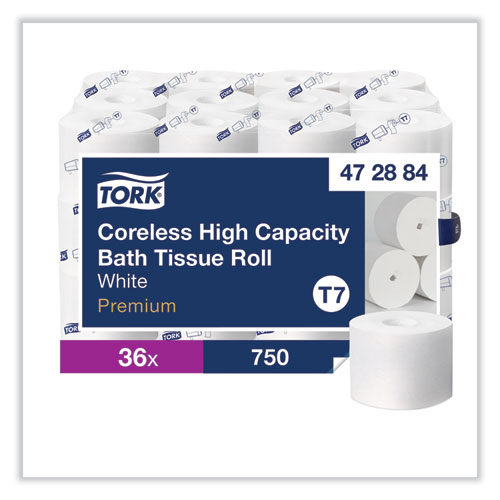 Picture of Coreless High Capacity Bath Tissue, 2-Ply, White, 750 Sheets/Roll, White, 36/Carton