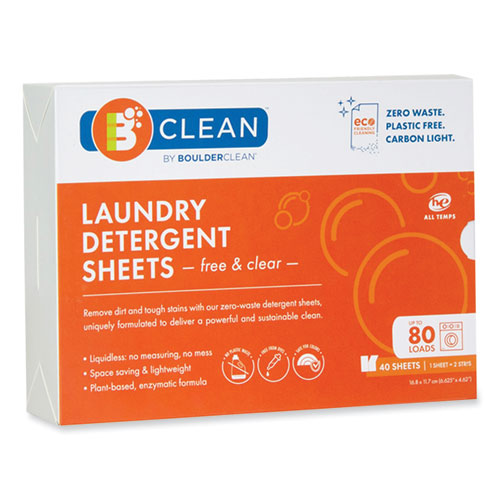 Picture of Laundry Detergent Sheets, Free and Clear, 40/Pack