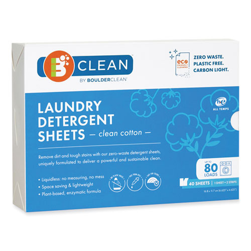 Picture of Laundry Detergent Sheets, Clean Cotton, 40/Pack, 12 Packs/Carton