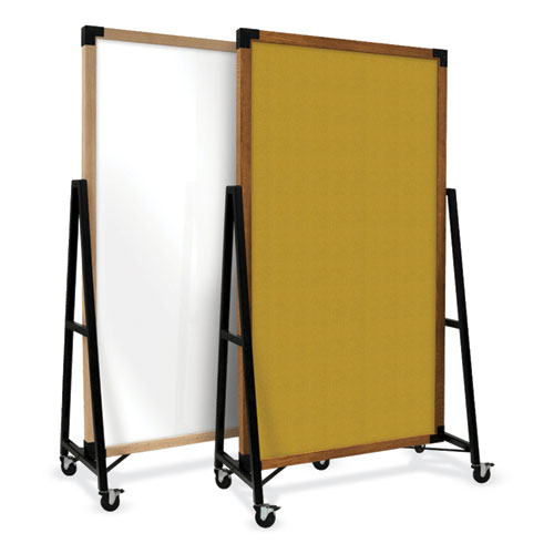 Picture of Prest Mobile Magnetic Whiteboard, 40.5" x 73.75", White Surface, Caramel Oak Finished Wood Frame
