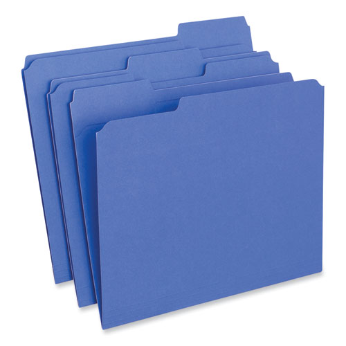 Picture of Reinforced Top-Tab File Folders, 1/3-Cut Tabs: Assorted, Letter Size, 1" Expansion, Blue, 100/Box