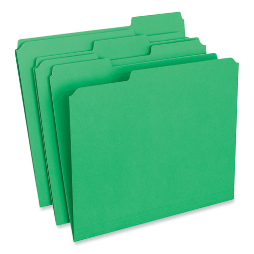 Picture of Reinforced Top-Tab File Folders, 1/3-Cut Tabs: Assorted, Letter Size, 1" Expansion, Green, 100/Box