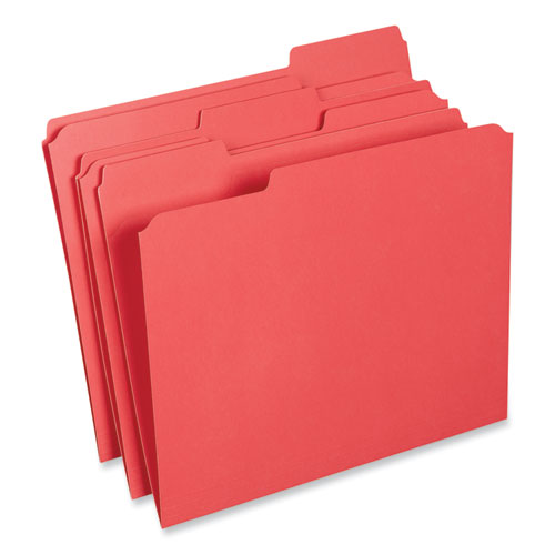 Picture of Reinforced Top-Tab File Folders, 1/3-Cut Tabs: Assorted, Letter Size, 1" Expansion, Red, 100/Box