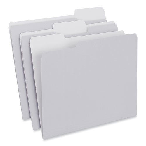 Picture of Top Tab File Folders, 1/3-Cut Tabs: Assorted, Letter Size, 0.75" Expansion, Gray, 100/Box