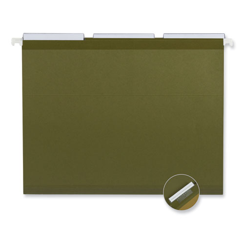 Picture of Deluxe Reinforced Recycled Hanging File Folders, Letter Size, 1/3-Cut Tabs, Standard Green, 25/Box